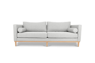 Harrison three seater couch in white linen front view