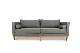 Harrison three seater couch in grey linen front view