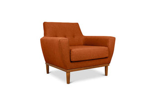 Jansen single seater couch baked clay linen angled view