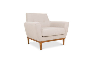 Jansen single seater couch cream linen angled view