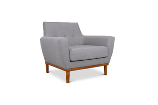 Jansen single seater couch grey linen angled view