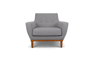 Jansen single seater couch grey linen front view