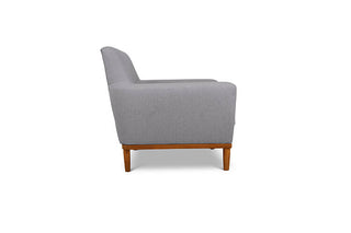 Jansen single seater couch grey linen side view