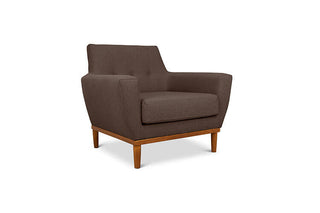 Jansen single seater couch teak linen angled view