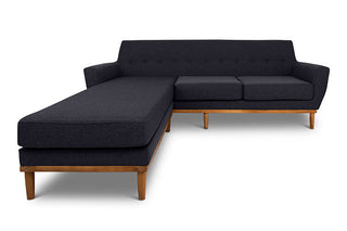 Jansen three seater L shape couch charcoal linen front view