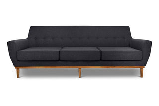Jansen three seater couch charcoal linen front view
