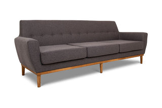 Jansen three seater couch charcoal linen angled view