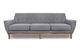 Jansen three seater couch grey linen front view