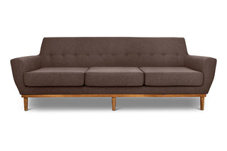 Jansen three seater couch brown linen front view