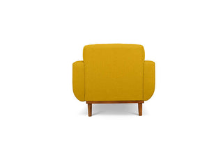 Oslo single seater couch in yellow linen fabric back view