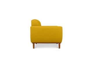 Oslo single seater couch in yellow linen fabric side view