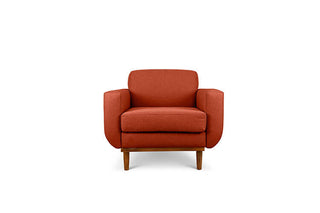 Oslo single seater couch in ginger linen fabric front view