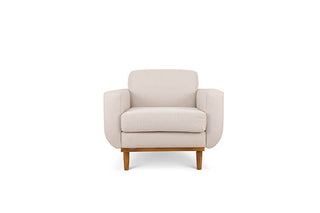 Oslo single seater couch in beige linen fabric front view