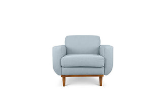 Oslo single seater couch in pale blue linen fabric front view