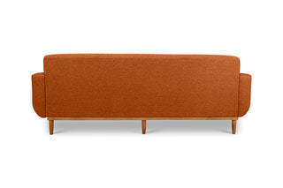 Oslo L shape couch in rust linen fabric back view