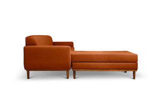 Oslo L shape couch in rust linen fabric side view