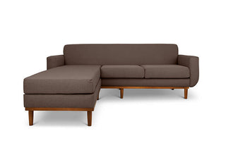 Oslo L shape couch in brown linen fabric front view