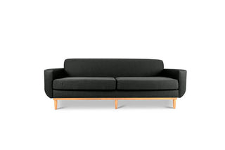 Oslo three seater couch in charcoal linen fabric front view