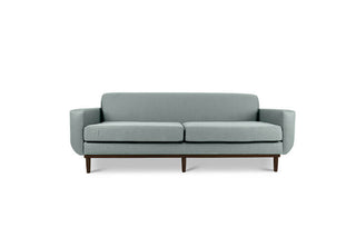 Oslo three seater couch in pale blue linen fabric front view