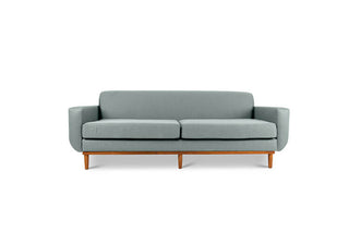 Oslo three seater couch in pale blue linen fabric front view