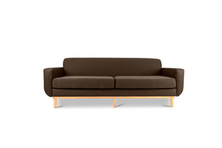 Oslo three seater couch in brown linen fabric front view