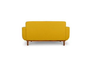 Oslo two seater couch in yellow linen fabric back view