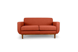 Oslo two seater couch in ginger linen fabric front view