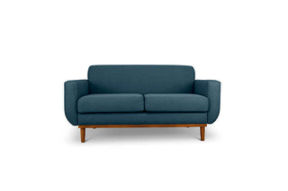 Oslo two seater couch in midnight blue linen fabric front view