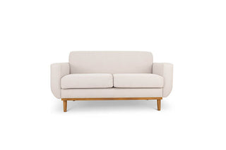 Oslo two seater couch in beige linen fabric front view