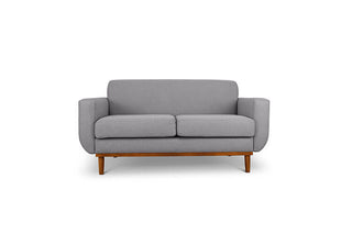 Oslo two seater couch in grey linen fabric front view