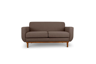 Oslo two seater couch in brown linen fabric front view