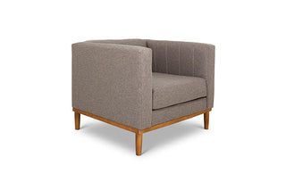 Shelley single seater couch grey linen angled view
