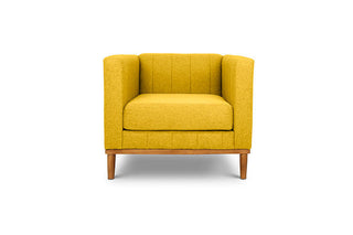 Shelley single seater couch yellow linen front view