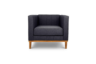 Shelley single seater couch charcoal linen front view