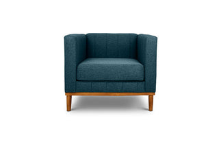 Shelley single seater couch midnight blue linen front view