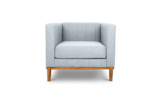 Shelley single seater couch pale blue linen front view