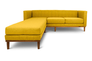 Shelley three seater L shape couch yellow linen front view