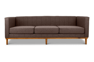 Shelley three seater couch brown linen front view