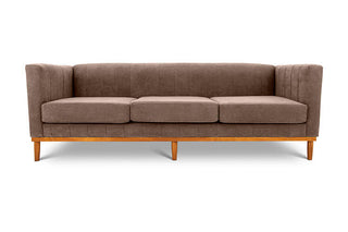 Shelley three seater couch dust brown suede front view