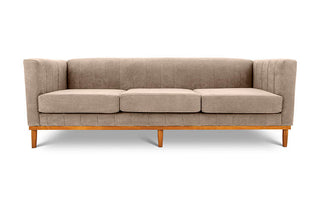 Shelley three seater couch sand suede front view