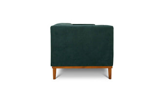 Shelley three seater couch seaweed green suede side view