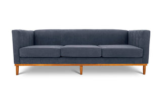 Shelley three seater couch slate suede front view