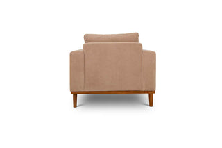 Sophia single seater couch in sand suede fabric back view