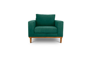 Sophia single seater couch in seaweed suede fabric front view