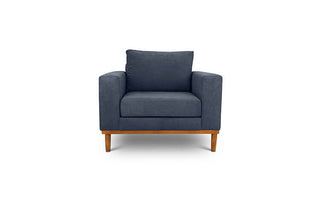 Sophia single seater couch in slate suede fabric front view