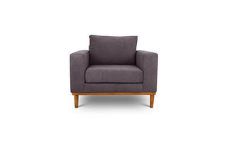 Sophia single seater couch in taupe suede fabric front view