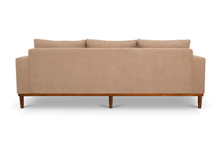 Sophia L shape couch in sand suede fabric back view