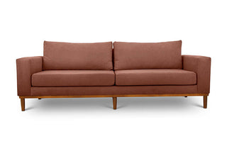 Sophia three seater couch in chocolate brown suede fabric front view