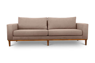 Sophia three seater couch in dust brown suede fabric front view