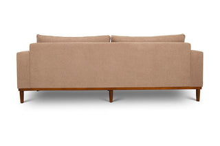 Sophia three seater couch in sand suede fabric back view